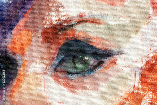 Dettaglio di un occhio di un dipinto con soggetto femminile