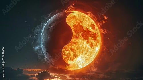 eternal dichotomy sun and moon representing contrasting elements good and evil yin and yang concept art