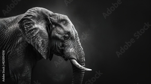 Majestic Elephant in Black and White