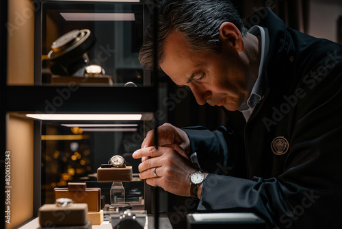 luxury watch collector examining timepieces