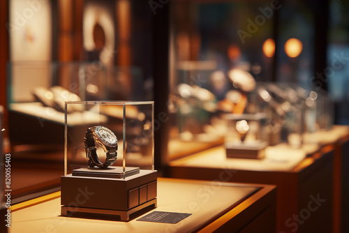 luxury watch shop with secure elegant displays