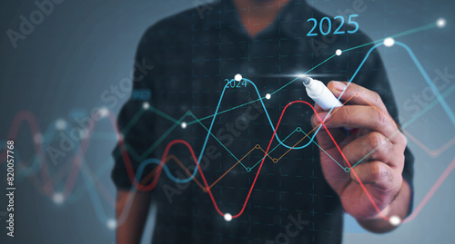 Business 2025 analytics tools charts and graphs with statistics to analyze business potential and forecast future development of companies growth to optimize performance for profit.