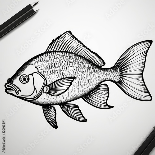 Fish for logo or icon, drawing Elegant minimalist style,abstract style Illustration 