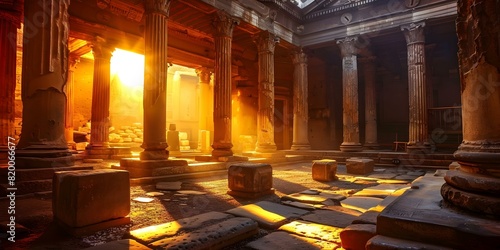 Interior of an ancient Roman temple during the time of Jesus in the Roman Empire. Concept Ancient Roman Temple, Historical Architecture, Time of Jesus, Roman Empire