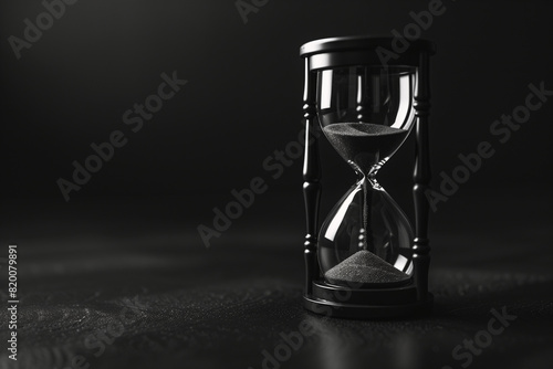 The dark hues of the hourglass serve as a visual reminder of the gravity of time management in the context of meeting deadlines within a professional realm.