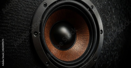 Powerful sound speaker close-up on a dark background