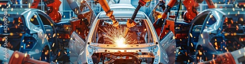 Robotic arms play a crucial role in improving efficiency on car assembly lines through welding processes in manufacturing plants, thereby driving automation in the automotive sector