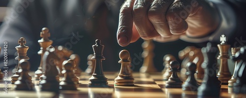 A person confidently making a move in a game of chess