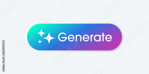 Generate AI button. Artificial intelligence and Machine learning technology concept. AI enters by command prompt to generate ideas. Chat with AI. UI UX design, Vector illustration.