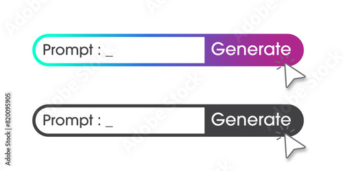 Futuristic AI prompt Generate Bar. Artificial intelligence and Machine learning technology concept. AI enters by command prompt to generate ideas. Chat with AI. Vector illustration.