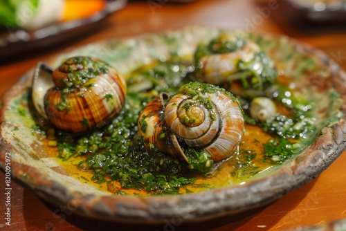 Baked mollusks in garlic and parsley