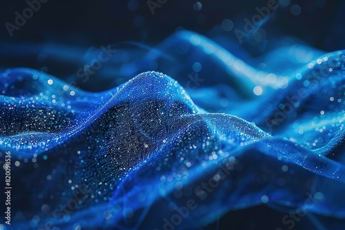 Big data. modern conceptual blue wave flow from particles.elegant hi tech, mechanical technology and science background.