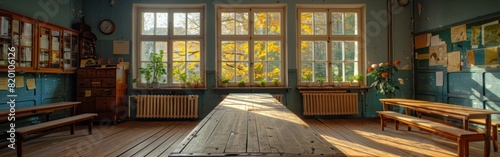 Teacher Shortage in German Schools: Old Blackboard in an Empty Classroom