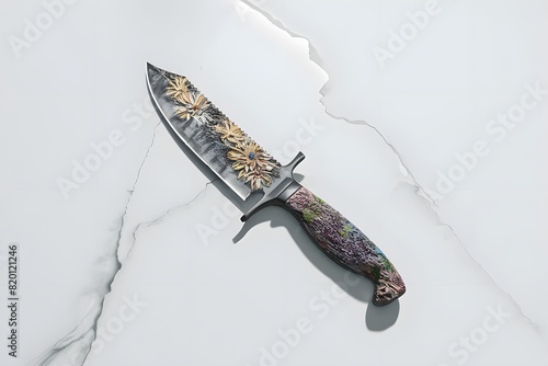 souvenir collectible silver gold dagger cutlass with scabbard, metal engraving, Bone handle, on white. Luxury weapons with traditional patterns in medieval