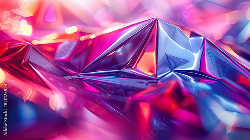 3d rendering of abstract background with crystal structure in pink and blue