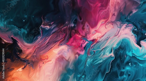 Gorgeous abstraction created by slowly blending and softly combining liquid paints