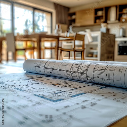 An architect is working on the blueprints for a new home
