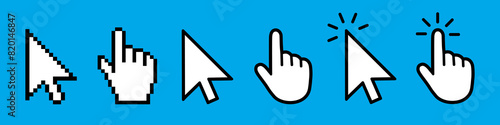 Click cursor set, arrow and hand pointer