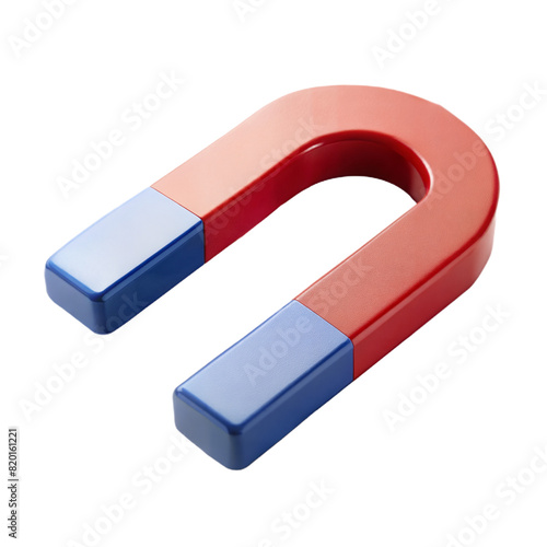 Red and Blue U-Shaped Magnet on a Transparent Background in High Quality Image