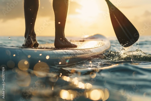 Highlighting the joy and invigoration of paddleboarding off Florida's coast, the soft and natural lighting captures the connection with nature.