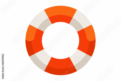 Orange and white lifebuoy ring. Safety flotation device for emergency rescue. Concept of safety, emergency equipment. Graphic art. Isolated on white background. Print, design element