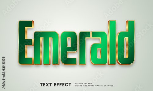 Editable 3d gold emerald text effect. Fancy font style perfect for logotype, title or heading text.