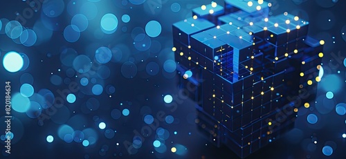Futuristic data storage units elegantly encapsulated within blue cub