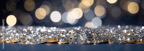 Abstract Gold Glitter with Bokeh Lights.