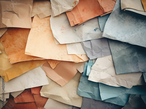 A backdrop of aged paper sheets showcases faded colors