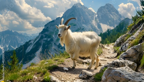 Majestic Mountain Goat in Scenic Alpine Landscape