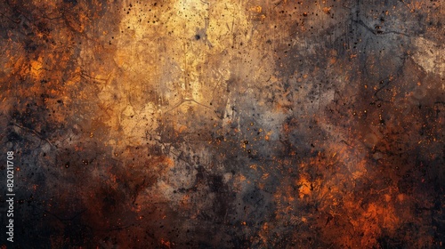 Rusty metal texture, gritty and worn, detailed and realistic, warm tones, high contrast, digital painting