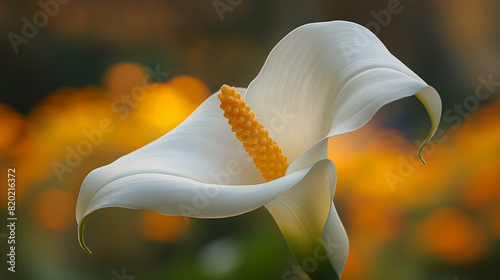 close up of white arum lily flower