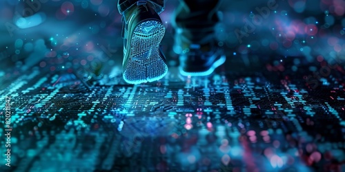 Cybersecurity digital footprints made of binary code