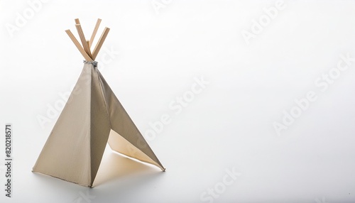Native American people concept paper origami isolated on white background of a tipi or teepee conical lodge tent, home or house, with copy space, simple starter craft for kids