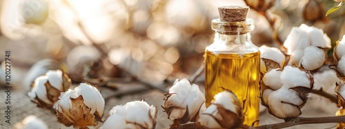 essential oil of cotton close-up. Selective focus