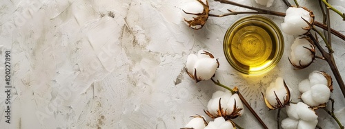 essential oil of cotton close-up. Selective focus