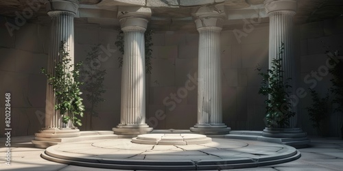 Background podium column 3d roman luxury greek white ancient display product classic. 