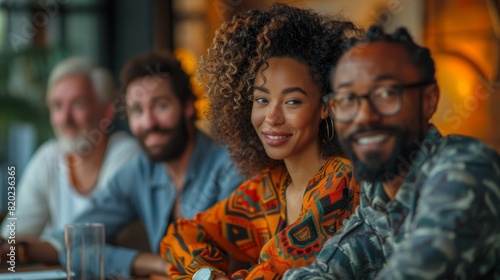 diverse entrepreneurial team, a multicultural team of entrepreneurs, including a black woman, a white man, and an asian man, collaborate in a stylish office, planning their product launch