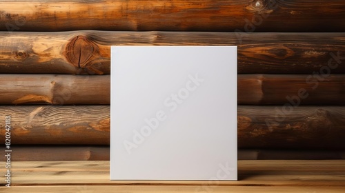 Blank CD cover on a wooden surface, perfect for music album artwork or branding presentations