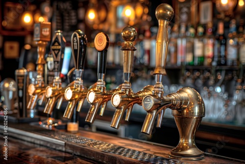 Old pub taps for drinking ale