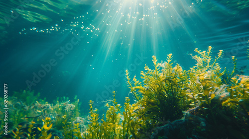 Sunlight Filtering Through Water on Ocean Floor