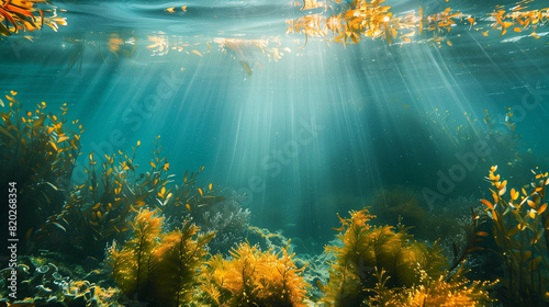Underwater View of Seaweed and Algae