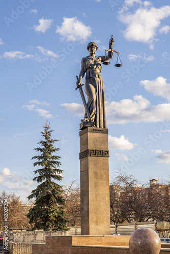 Statue of Justice, Lady of Justice in Krasnoyarsk, Russia