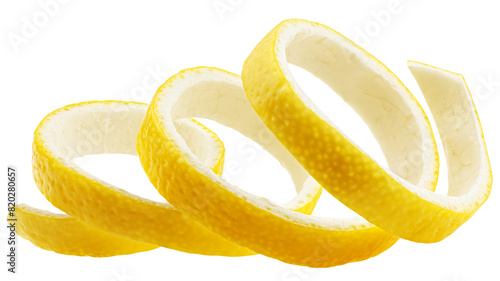 Lemon Peel isolated on white background, full depth of field