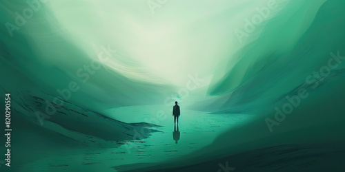Ethereal Isolation: A Lone Figure in Vibrant Splendor