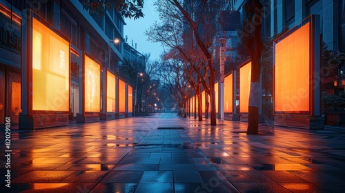 An expansive urban plaza lies silent under the night sky, Neon Alley