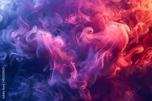 Close up of colorful smoke background with red and blue smoke