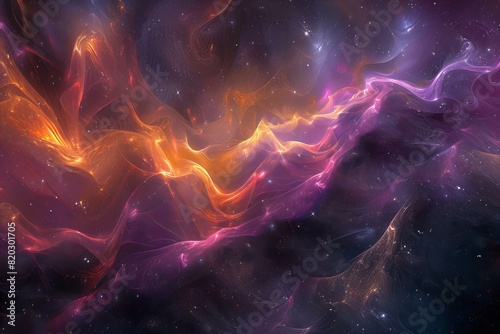 Close-up of purple and orange nebula with stars