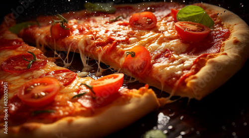macrophotography, close up, pizza