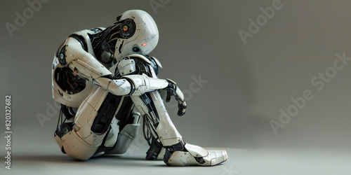 Lonely Robot A portrait of a seated robot in a melancholic pose. Symbolizes technology, loneliness, and introspection. Perfect for campaigns focused on futurism, art, and AI ethics